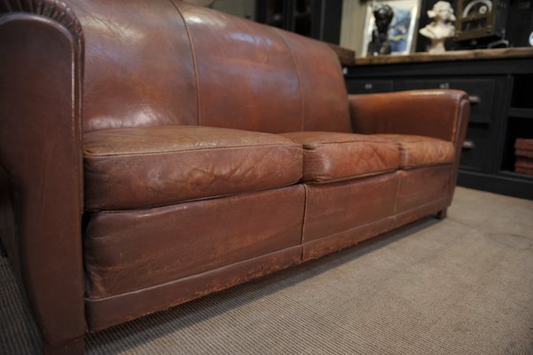 Vintage Brown Leather 3 Seater Sofa 1950s For At Pamono Vintage Brown Leather 3 Seater Sofa, Vintage Tan Leather Sofa Bed