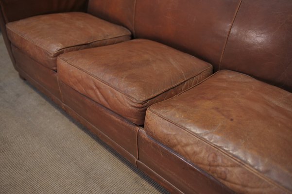 Canape 3 Places Vintage En Cuir Marron Annees 50 En Vente Sur Pamono