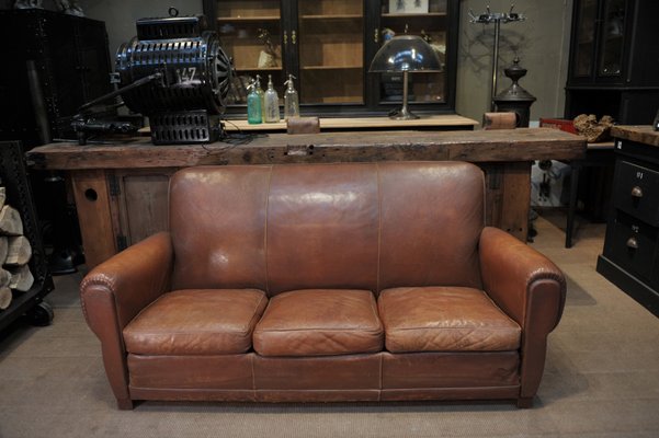 Vintage Brown Leather 3 Seater Sofa, Antique Brown Leather Sofa