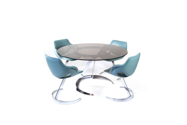 Space Age Model Scimitar Dining Table, Modular Dining Chairs