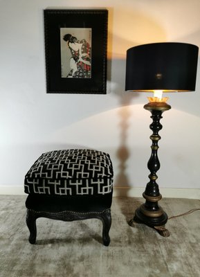 black and wood floor lamp