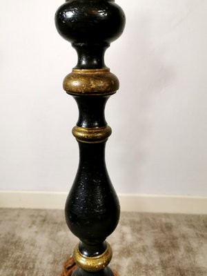 Italian Black Lacquered Wood And, Old Fashioned Wooden Floor Lamps