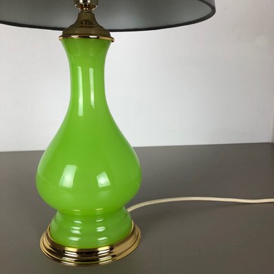 Opaline Murano Glass Table Lamp, Antique Green Glass Table Lamp