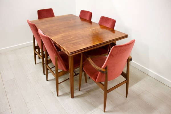 Mid Century Walnut Extendable Dining Table And Chairs Set From Extendable Dining Table And Chairs Set
