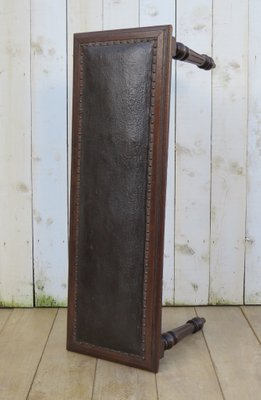 Antique Oak And Leather Hall Bench For Sale At Pamono