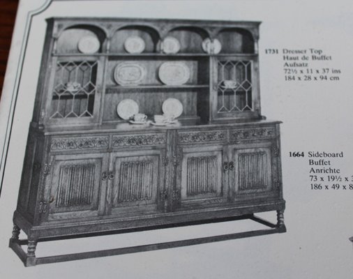 Large Oak And Leaded Glass Dresser 1940s Bei Pamono Kaufen