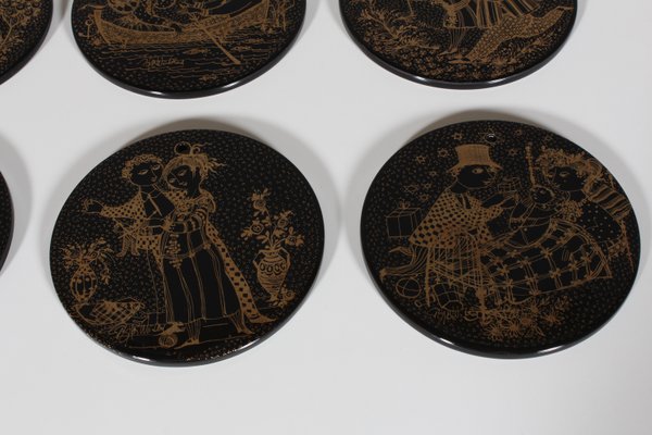 Wall Plates by Bjørn Wiinblad for Nymolle, 1960s, Set of 12 for