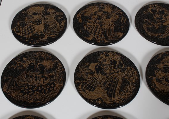 Wall Plates by Bjørn Wiinblad for Nymolle, 1960s, Set of 12 for
