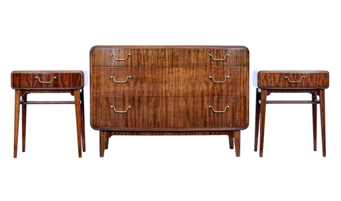 Mid Century Mahogany Dresser And Nightstands Set By Axel Larsson