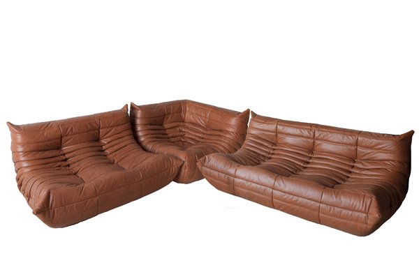 Vintage Brown Leather Sofas By Michel, Brown Leather Sofas