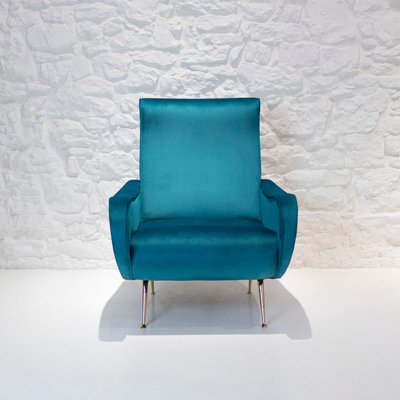 Mid Century Italian Blue Lounge Chair 1950s For At Pamono Mid Century Italian Blue Lounge Chair, Blue Arm Chair