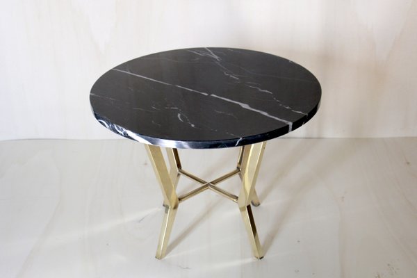 Vintage Black Marble And Brass Coffee Table 1970s For Sale At Pamono
