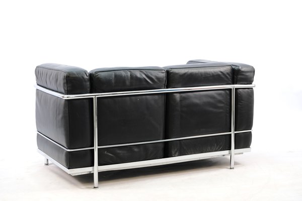 Divano A Due Posti Lc 2 Vintage Nero Di Le Corbusier Per Cassina