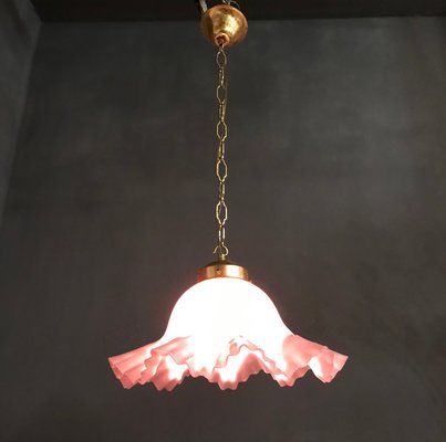 Murano Glass Blossom Pink Pendant Lamps 1960s Set Of 2 For At Pamono - Pink And Gold Glass Ceiling Light