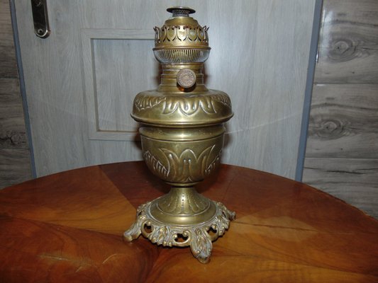 Antique Brass Oil Lamp from Lempereur Bernard