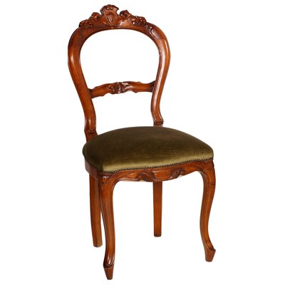 Louis Philippe Chair in Mahogany and Brown Velvet, 1800s for sale at Pamono