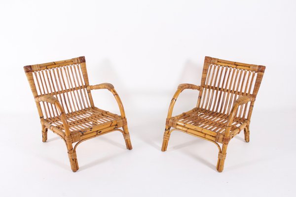 Bamboo Lounge Chairs 1970s Set Of 2 For Sale At Pamono