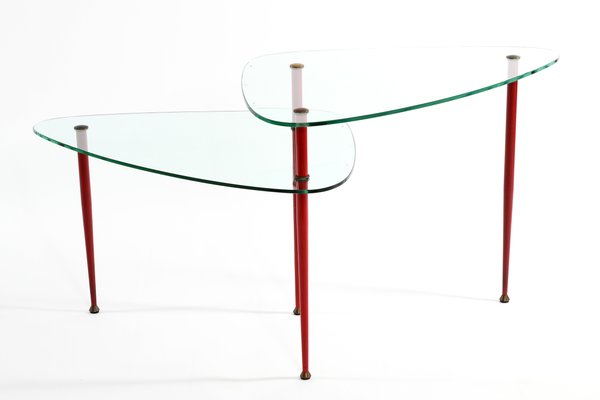 Italian Tempered Glass And Brass Side Table By Edoardo Paoli For