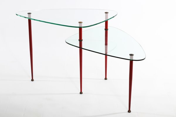 Italian Tempered Glass And Brass Side Table By Edoardo Paoli For