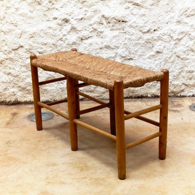 French Wooden And Rattan Bench 1960s For Sale At Pamono