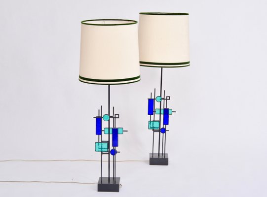 Iron And Glass Table Lamps By Svend Aage Holm Sørensen For Holm Sørensen Co 1960s Set Of 2 For Sale At Pamono