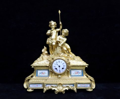Antique Napoleon Iii French Gilded Bronze And Porcelain Mantel Napoleon Iii French Gilded Bronze