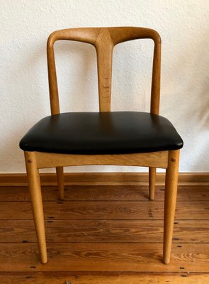 Danish Oak And Black Leather Dining Chair 1960s For Sale At Pamono