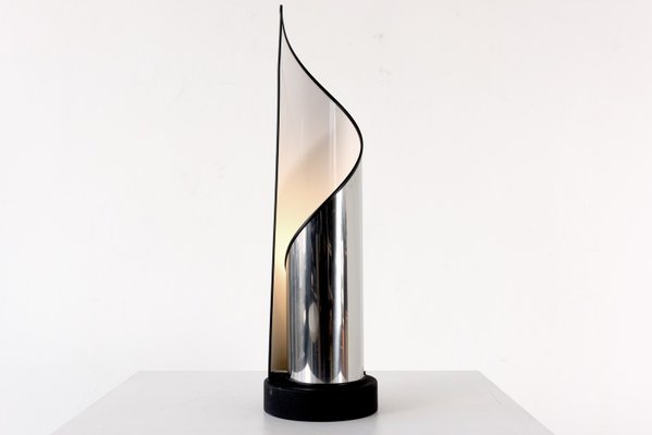 Italian Stainless Steel Table Lamp From, Brushed Steel Table Lamps