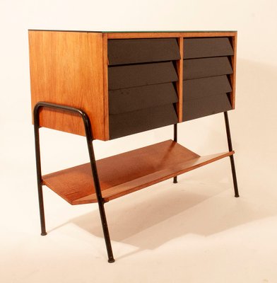 French Black Wood Iron Formica And Glass Dresser 1960s Bei