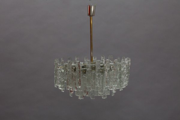 Vintage Ice Glass Chandelier by J.T. Kalmar for Kalmar, 1960s Vintage Ice Glass Chandelier by J.T. Kalmar for Kalmar, 1960s