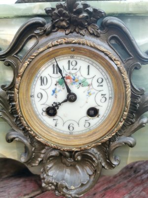 Antique Desk Clock And Candleholders Set By Math Moreau For Sale
