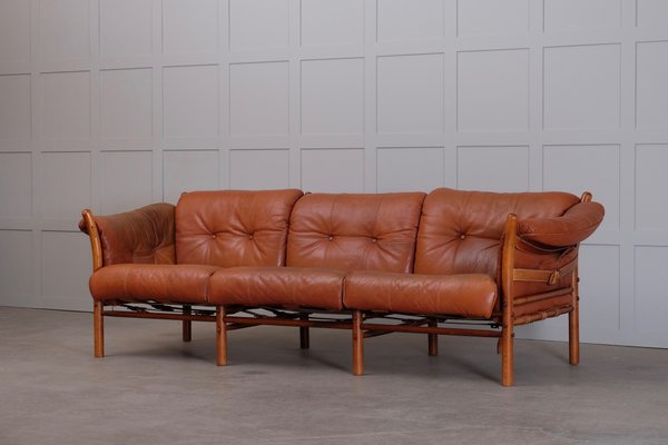 Seater Leather Sofa By Arne Norell, Black And Orange Leather Sofa