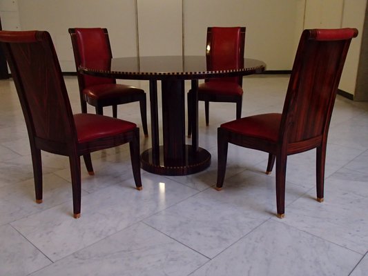 Dining Table Red Leather Chairs Set, Black Dining Table Red Chairs