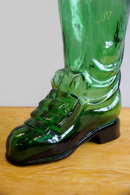 Large Vintage Green Glass Drinking Boot 