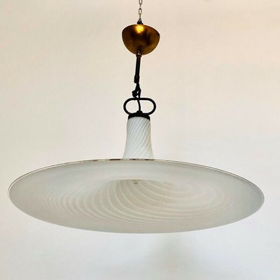Vintage Murano Glass Spiral Ceiling, Glass Saucer Lamp Shade