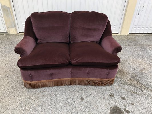 Vintage Aubergine Velvet Sofa 1970s For At Pamono Vintage Aubergine Velvet Sofa 1970s