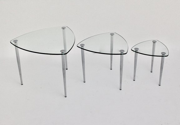 Glass Nesting Tables 1960s, Round Glass Stacking Tables
