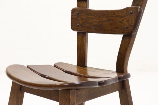 Spanish Brutalist Oak Dining Chairs 1950s Set Of 6 For Sale At Pamono