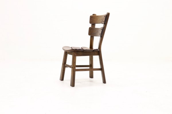 Spanish Brutalist Oak Dining Chairs 1950s Set Of 6 For Sale At Pamono