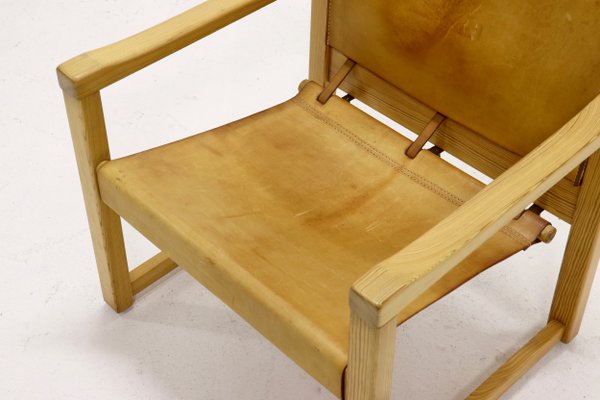 Pine Leather Safari Chair By Karin Mobring For Ikea 1970s For