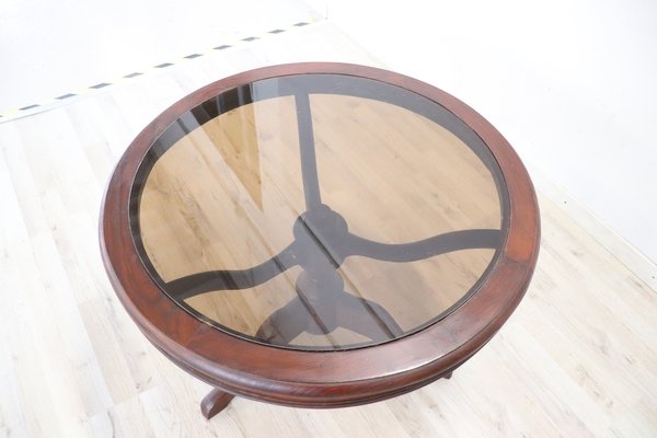 Antique Mahogany And Gl Round Coffee Table 1980s For At Antique Mahogany And Gl Round Coffee