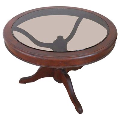 Antique Mahogany And Gl Round Coffee Table 1980s For At Antique Mahogany And Gl Round Coffee