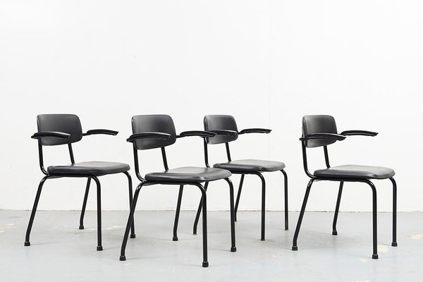 Mid Century Black Leatherette Dining Chair From Ahrend De Cirkel For Sale At Pamono