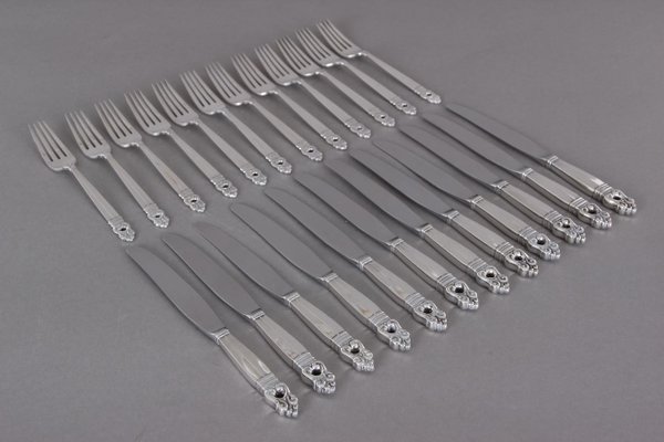 Mid-Century Danish Silver Cutlery Set from Royal Danish, Set of 24