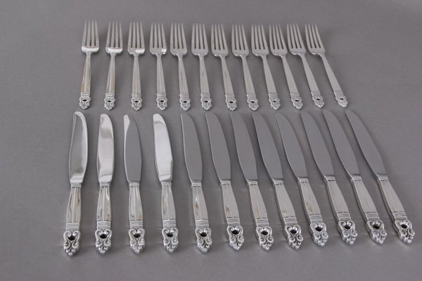 Mid-Century Danish Silver Cutlery Set from Royal Danish, Set of 24