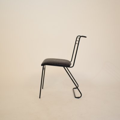Italian Metal And Leather Memphis Dining Chair 1980s Bei Pamono