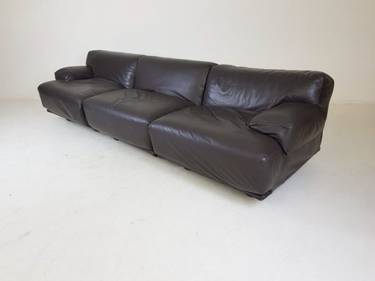 Seater Modular Sofa By Vico Magistretti, 2 Seater Dark Brown Leather Sofa Bed
