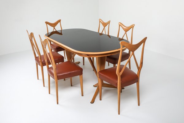 Oak And Leather Dining Chair 1970s For, 1970s Dining Room Chairs