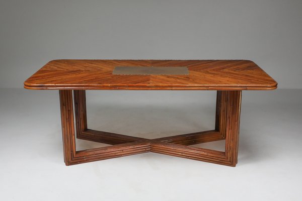 Adjustable Rattan Rectangular Dining Table 1970s For Sale At Pamono