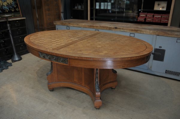 Vintage Louis Xvi Style Inlaid Oak And, Used Extending Round Dining Table And Chairs